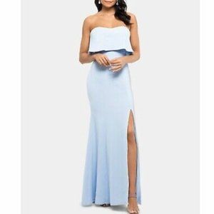 NWT Xscape Womens Strapless A-Line Evening/Prom Sky Blue Dress Size 8
